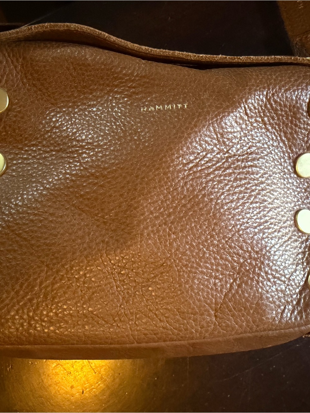 Hammitt Tan Pebbled Leather Crossbody with Gold Studs - Picture 5 of 6